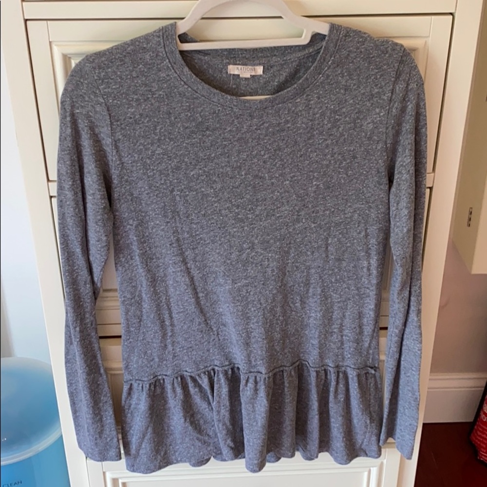 Super Soft Gray Peplum Style Long Sleeve Top